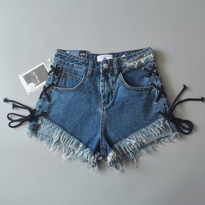 Irregular large size jean shorts women